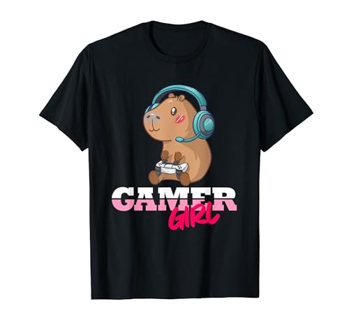 Capybara Gamer Gaming für Mädchen T-Shirt von Check out my Gamer Shirts