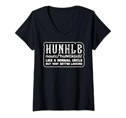 Damen Hunkle Definition Onkel Neffe Nichte T-Shirt mit V-Ausschnitt von Check out my Uncle Shirts