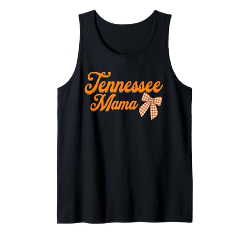 Cute Tennessee Mama with Bow – Orange and White Checkered Tank Top Cute Tennessee Mama with Bow – Orange and White Checkered Tank Top von Checkered Charm Apparel