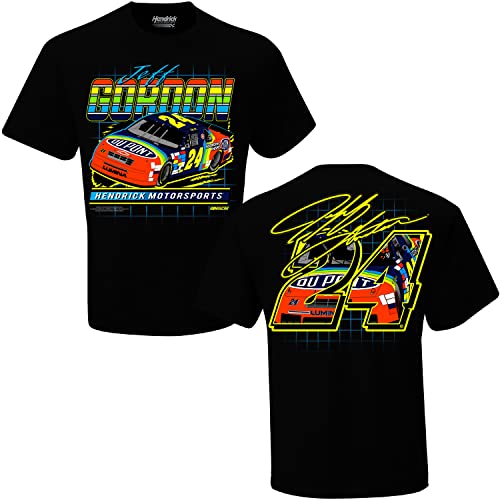Checkered Flag Sports Jeff Gordon #24 Black NASCAR Cup Series Dupont Graph Retro Design Signature 2 Sided T-Shirt, Schwarz, L von Checkered Flag Sports
