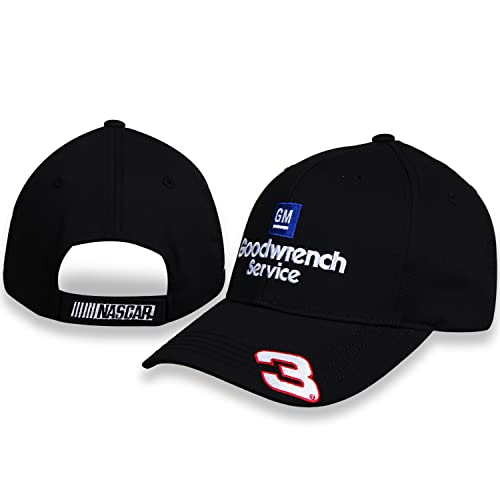 Dale Earnhardt Sr #3 auf Krempe GM Goodwrench Service Plus Erwachsene Swoosh Sponsor Nascar Hat All Black, schwarz von Checkered Flag Sports