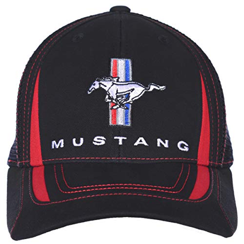 Karierte Flagge Herren Ford Mustang Cap Verstellbar Schwarz Trucker Hat von Checkered Flag Sports
