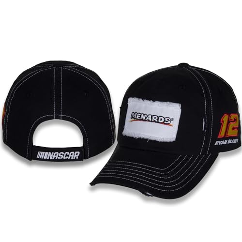 Ryan Blaney #12 NASCAR 2024 Menards Vintage Patch beanspruchte Krempe schwarze Mütze, Schwarz, Einheitsgr��e Ryan Blaney #12 NASCAR 2024 Menards Vintage Patch beanspruchte Krempe schwarze Mütze, Schwarz, Einheitsgr��e von Checkered Flag Sports