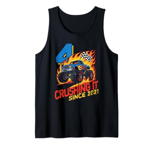 Crushing It Since 2021 Blauer Truck Nummer 4 Kinder Tank Top Crushing It Since 2021 Blauer Truck Nummer 4 Kinder Tank Top von Checkered Flag Truck Racing Crushing It Vier Jahre