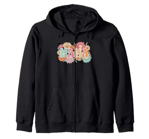 Kariertes MAMA Hemd Pastell Groovy Letters Floral Graphic Kapuzenjacke Kariertes MAMA Hemd Pastell Groovy Letters Floral Graphic Kapuzenjacke von Checkered Flower MAMA Tee Shirts for Moms