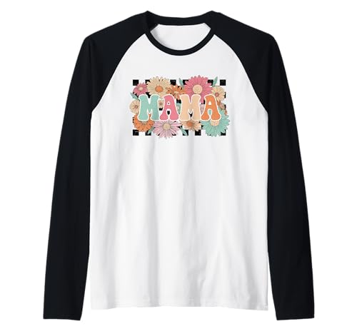 Kariertes MAMA Hemd Pastell Groovy Letters Floral Graphic Raglan Kariertes MAMA Hemd Pastell Groovy Letters Floral Graphic Raglan von Checkered Flower MAMA Tee Shirts for Moms