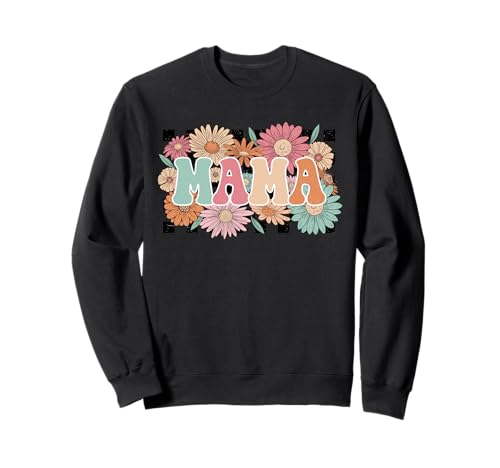 Kariertes MAMA Hemd Pastell Groovy Letters Floral Graphic Sweatshirt Kariertes MAMA Hemd Pastell Groovy Letters Floral Graphic Sweatshirt von Checkered Flower MAMA Tee Shirts for Moms