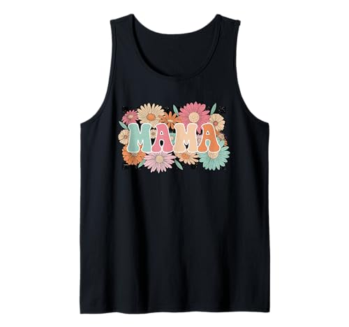 Kariertes MAMA Hemd Pastell Groovy Letters Floral Graphic Tank Top Kariertes MAMA Hemd Pastell Groovy Letters Floral Graphic Tank Top von Checkered Flower MAMA Tee Shirts for Moms
