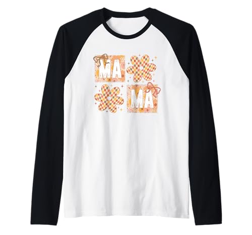 Kariertes Mama Shirt Groovy Flower Blocks Retro Graphic Raglan Kariertes Mama Shirt Groovy Flower Blocks Retro Graphic Raglan von Checkered Mama Tee Shirts for Mothers Women