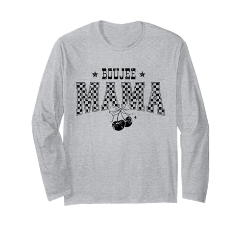 Retro Mama Kariert Kirsche Langarmshirt Retro Mama Kariert Kirsche Langarmshirt von Checkered Retro Boujee Mama Cherry Bow Design