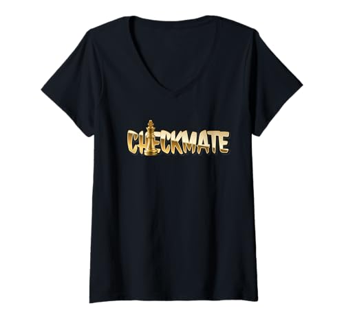 Damen Checkmate. Schachzitat, Gewinner-Zitat T-Shirt mit V-Ausschnitt Damen Checkmate. Schachzitat, Gewinner-Zitat T-Shirt mit V-Ausschnitt von Checkmate quote, Winner, Bragging quote