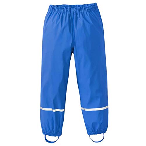 Chedin Unisex Regenhose Kinder, Regenhose Damen wasserdicht und Winddicht, Hose Atmungsaktiv Matschhose, ungefüttert Regenbundhose Überziehhose für Mädchen Jungen (110, Blau) von Chedin