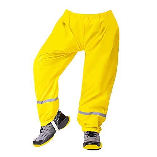 Chedin Unisex Regenhose Kinder, Regenhose Damen wasserdicht und Winddicht, Hose Atmungsaktiv Matschhose, ungefüttert Regenbundhose Überziehhose für Mädchen Jungen (110, Gelb) von Chedin