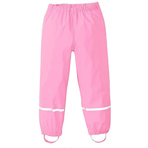 Chedin Unisex Regenhose Kinder, Regenhose Damen wasserdicht und Winddicht, Hose Atmungsaktiv Matschhose, ungefüttert Regenbundhose Überziehhose für Mädchen Jungen (110, Rosa) von Chedin