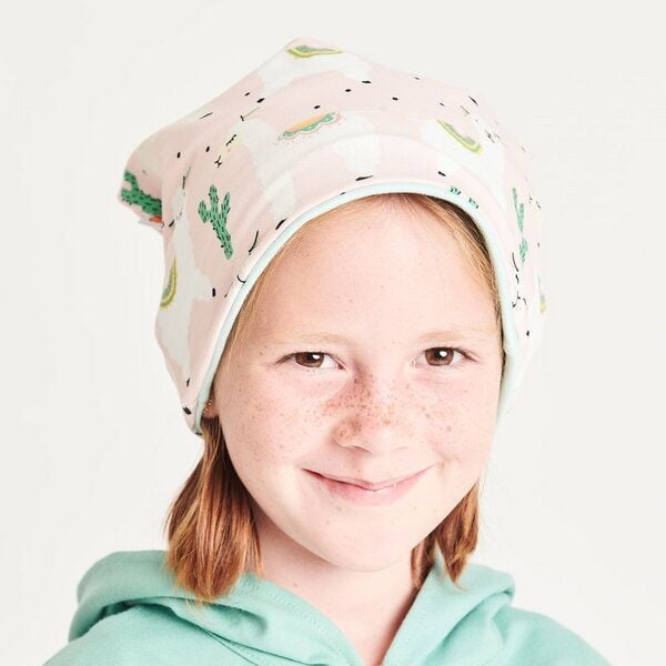 Cheeky Apple Beanie-Haube aus Bio-Baumwolle "Alpakas Rosa/Spearmint" von Cheeky Apple