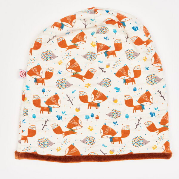 Cheeky Apple Beanie-Haube aus Bio-Baumwolle "Fuchs & Igel | Nicki Copper" von Cheeky Apple