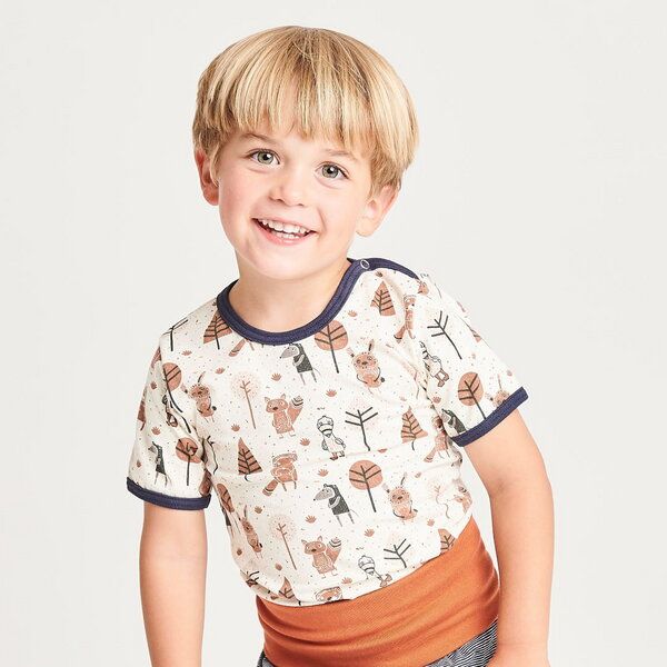 Cheeky Apple Kurzarm-Body aus Bio-Baumwolle "Paper Gang" Beige-meliert/Navy von Cheeky Apple