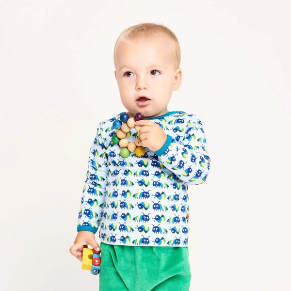 Cheeky Apple Langarm Baby-Shirt aus Bio-Baumwolle "Little Munkelus" Hellblau von Cheeky Apple