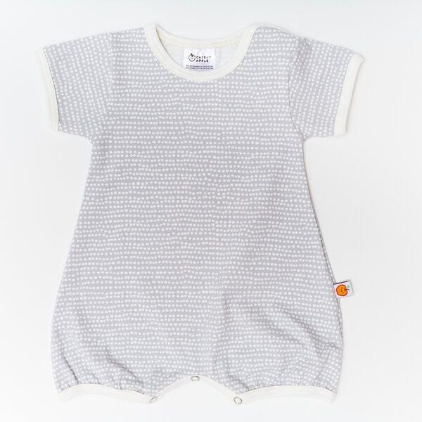 Cheeky Apple Mädchen Kurzarm-Spieler aus Bio-Baumwolle "Baby Basic Dotted Lines" Grau/Weiß von Cheeky Apple
