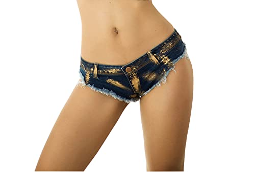 Cheeky Folie SJ6-H Damen-Shorts, kurz, sexy, Jeans, Shorts, Strand und Sommer, für SJ6-H, Goldblau., 36 von Cheeky Folie