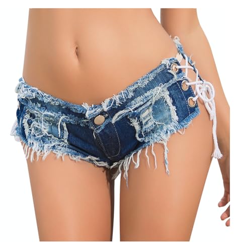 Cheeky Folie Sexy Frauen Denim Short Abgeschnitten Tanga Niedrig Anheben, Blau Größe L, Ref SJ6-2 von Cheeky Folie