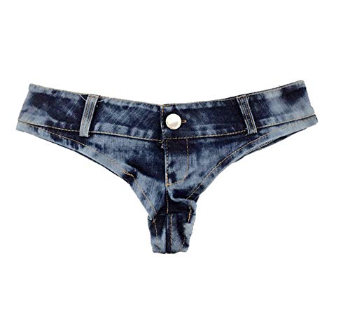 Cheeky Folie Sexy Frauen Denim Short Abgeschnitten Tanga Niedrig Anheben, Blau Größe M, Ref SJ6-7 von Cheeky Folie