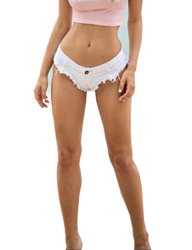 Cheeky Folie Sexy Frauen Denim Short Abgeschnitten Tanga Niedrig Anheben, Weiß Größe M, Ref SJ6-5 von Cheeky Folie