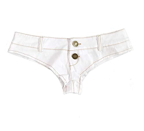 Cheeky Folie Sexy Frauen Denim Short Abgeschnitten Tanga Niedrig Anheben, Weiß Größe M, Ref SJ6-7 von Cheeky Folie