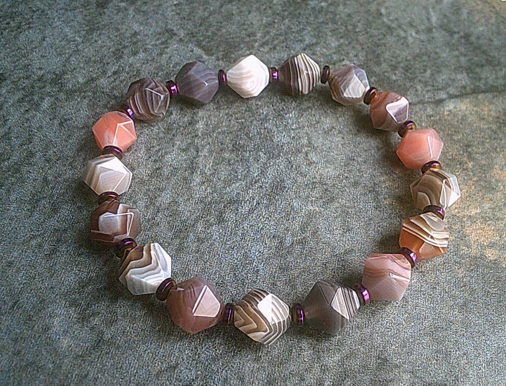 10mm Botswana Achat Facettierte Sechseckige Perlen Armband/Edelstein Naturheilung Armbänder Uk von CheekyGems