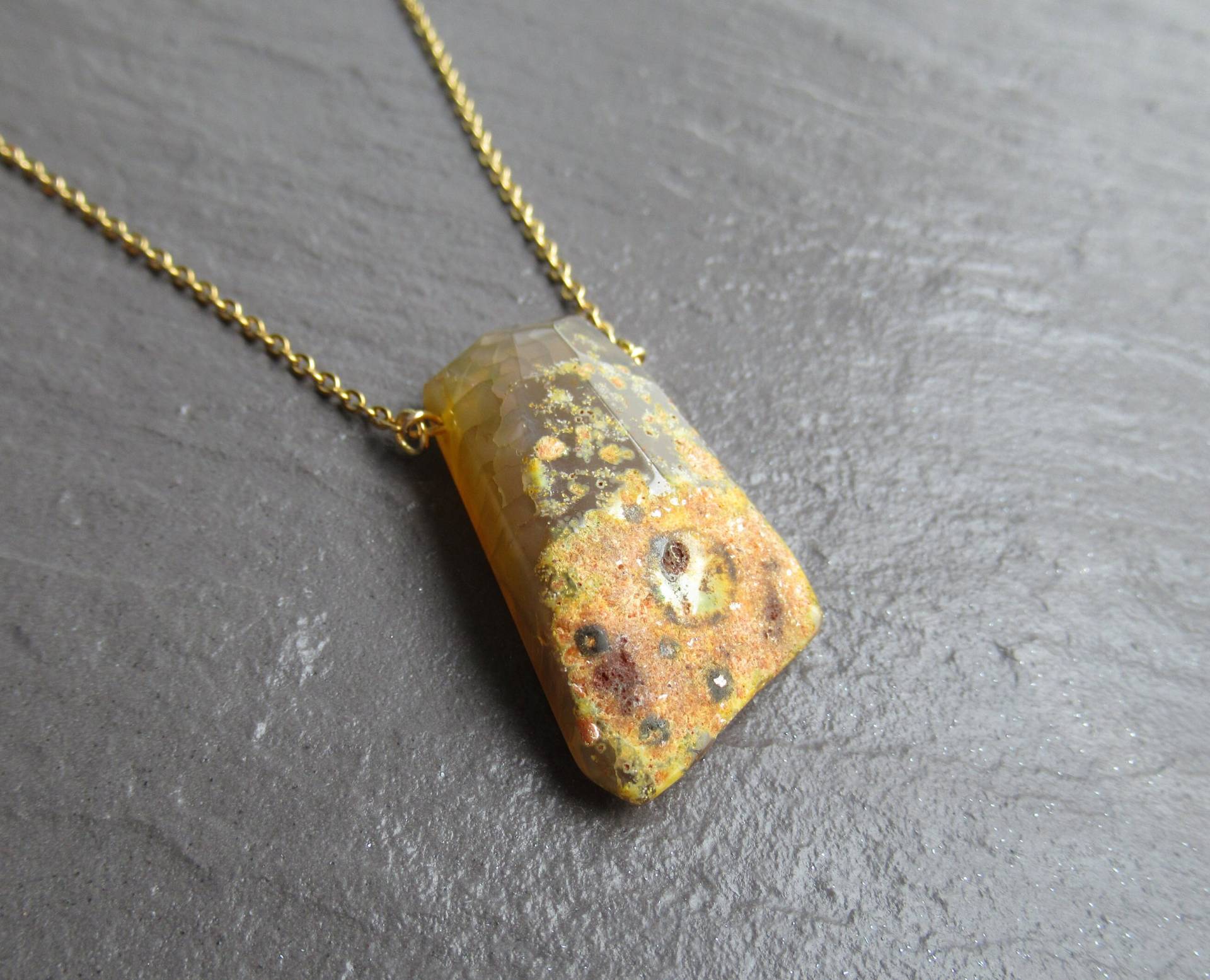 Orange Achat Halskette Druzy Geode Edelsteinschmuck von CheekyGems