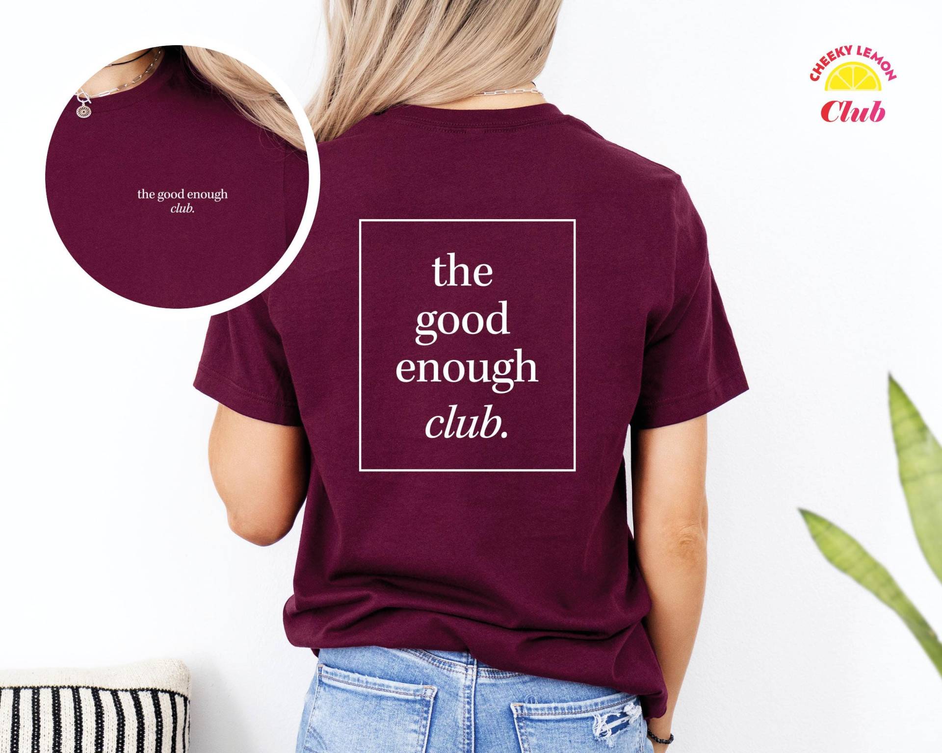 The Good Enough Club T-Shirt Mit Spruch Oversize Shirt Damen Crew Sprüche Grafik Positive Vibes Geschenkidee Frauen The Good Enough Club T-Shirt Mit Spruch Oversize Shirt Damen Crew Sprüche Grafik Positive Vibes Geschenkidee Frauen von CheekyLemonClub