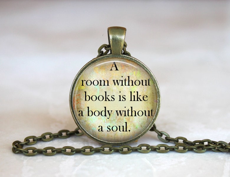 Ein Raum Ohne Bücher Ist Wie Ein Körper Seele. Buchliebhaber Leser Lesen Glas Anhänger Handgemachte Kunst Halskette Oder Schlüsselbund Lanyard Charme von CheekyMonkeyPendants