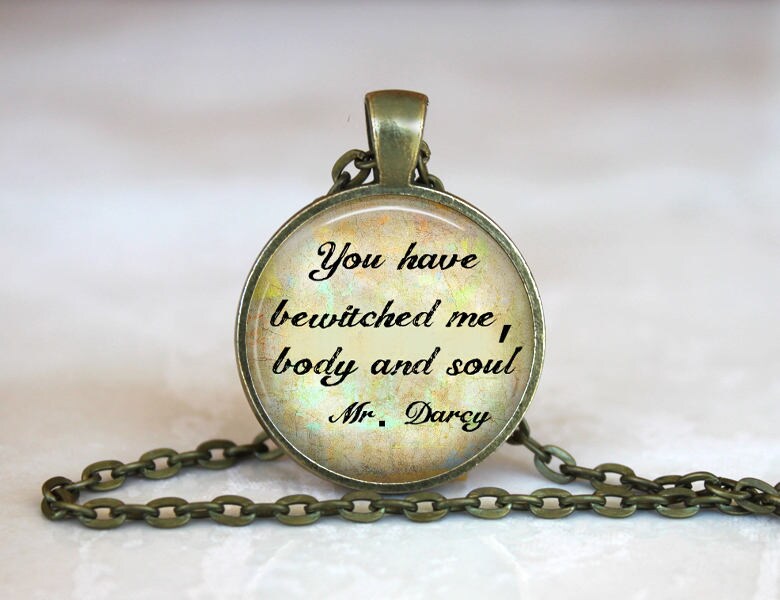 Sie Haben Mich Körper Und Seele Verzaubert Mr. Darcy Jane Austen Zitat Bronze Silber Glaskuppel Anhänger Handgemachte Kunst Halskette von CheekyMonkeyPendants