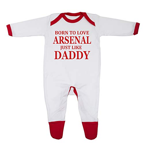 Baby-Schlafanzug für Jungen und Mädchen, entworfen und bedruckt in Großbritannien, aus 100 % fein gekämmter Baumwolle, Weiß/Rot, 50 von Cheekytots
