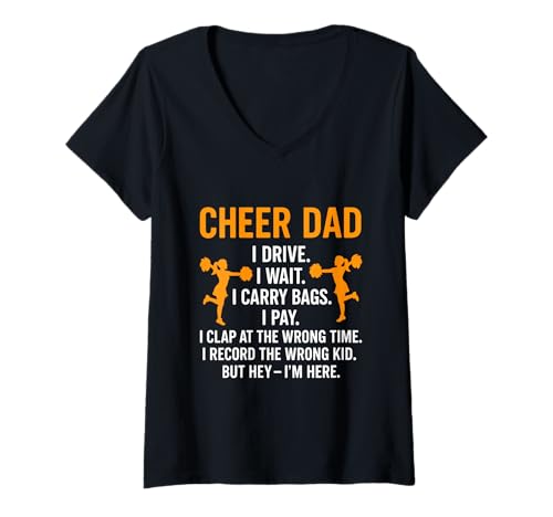 Damen Cheer Dad Cheerleading Vater eines Cheerleader-Vaters T-Shirt mit V-Ausschnitt Damen Cheer Dad Cheerleading Vater eines Cheerleader-Vaters T-Shirt mit V-Ausschnitt von Cheer Dad For Father's Day Gift Tee