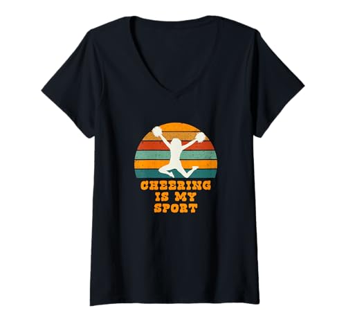 Damen Jubeln ist Mein Sport mit Vintage Sunset T-Shirt mit V-Ausschnitt Damen Jubeln ist Mein Sport mit Vintage Sunset T-Shirt mit V-Ausschnitt von Cheer Squad Merch