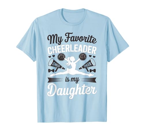 Cheer Mama Papa Meine Lieblings-Cheerleaderin ist Meine Tochter Black T-Shirt von Cheer Tees NYC
