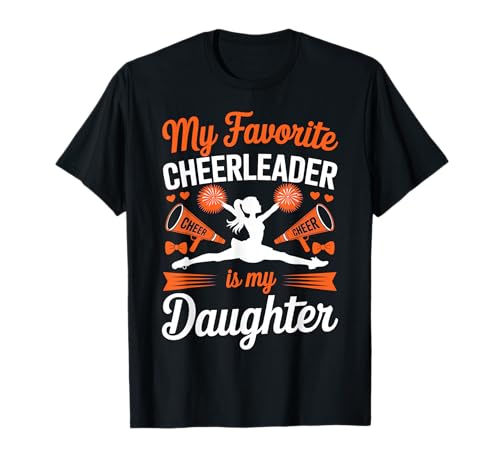 Cheer Mama Papa Meine Lieblings-Cheerleaderin ist Meine Tochter Orange T-Shirt von Cheer Tees NYC