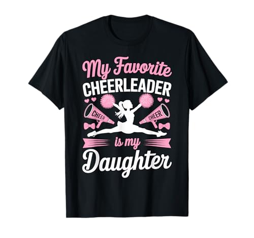 Cheer Mama Papa Meine Lieblings-Cheerleaderin ist Meine Tochter Pink T-Shirt von Cheer Tees NYC