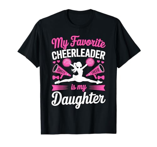 Cheer Mama Papa Meine Lieblings-Cheerleaderin ist Meine Tochter Pink T-Shirt von Cheer Tees NYC