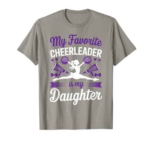 Cheer Mama Papa Meine Lieblings-Cheerleaderin ist Meine Tochter Purple T-Shirt von Cheer Tees NYC