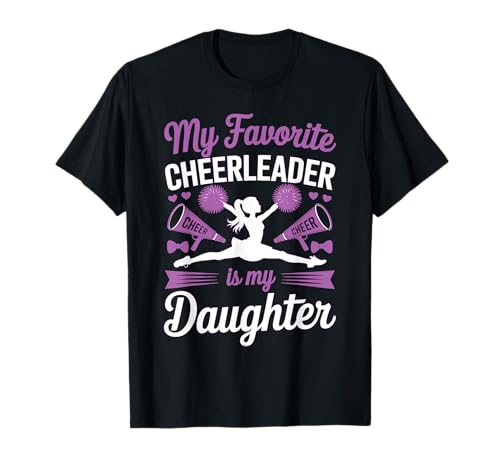 Cheer Mama Papa Meine Lieblings-Cheerleaderin ist Meine Tochter Purple T-Shirt von Cheer Tees NYC