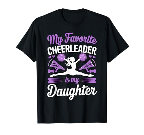 Cheer Mama Papa Meine Lieblings-Cheerleaderin ist Meine Tochter Purple T-Shirt von Cheer Tees NYC