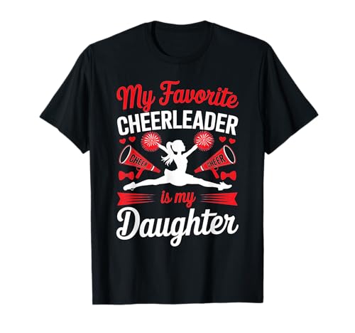 Cheer Mama Papa Meine Lieblings-Cheerleaderin ist Meine Tochter Red T-Shirt von Cheer Tees NYC