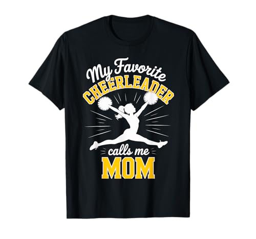 Cheerleader-Mama Meine Lieblings-Cheerleader-Tochter Gelb T-Shirt von Cheer Tees NYC