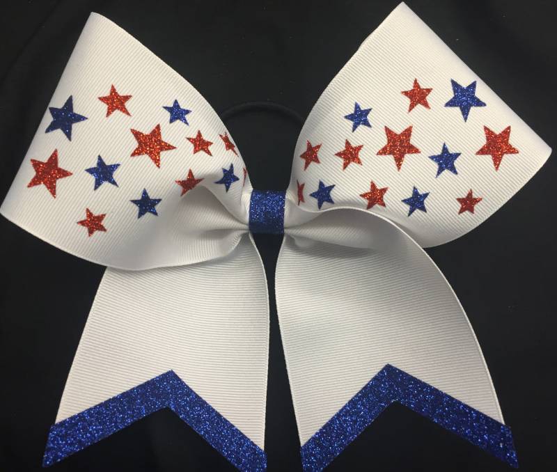 4. Juli Cheer Bow Glitter Sterne Und Schwänze Rot, Weiß Blau 4. Juli Cheer Bow Glitter Sterne Und Schwänze Rot, Weiß Blau von CheerbowsbyBonnie