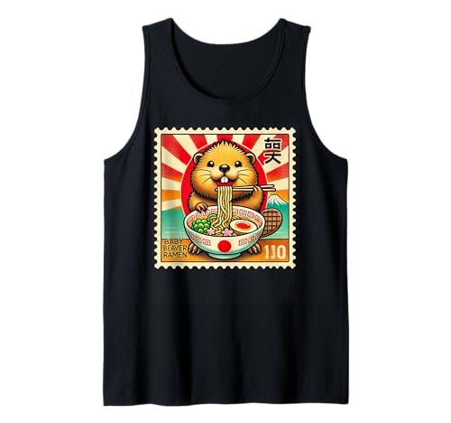 Japanischer Mt. Fuji Sunset Briefmarke Baby Biber Ramen Tank Top Japanischer Mt. Fuji Sunset Briefmarke Baby Biber Ramen Tank Top von Cheerful Animal Enthusiast Artistic Apparel