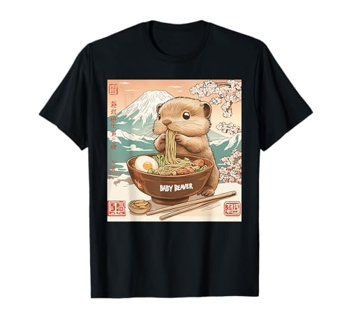 Klassischer japanischer Berg Fuji Blossoms Baby Biber Ramen T-Shirt Klassischer japanischer Berg Fuji Blossoms Baby Biber Ramen T-Shirt von Cheerful Animal Enthusiast Artistic Apparel