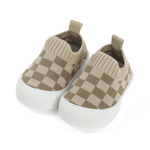 Cheerful Mario 0-3 Jahre Lauflernschuhe Baby Jungen Mädchen Sneaker Baby Schue Weich Atmungsaktiv und Komfortabel Braun-B 6-9 Monate von Cheerful Mario