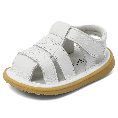 Cheerful Mario 0-3 Jahre Sommer Sandalen Baby Jungen Mädchen Lauflernsandale Kleinkinder Sommerschuhe Barfuß Schuhe Anti-Rutsch Weiche Sohle Weiß 20 EU von Cheerful Mario